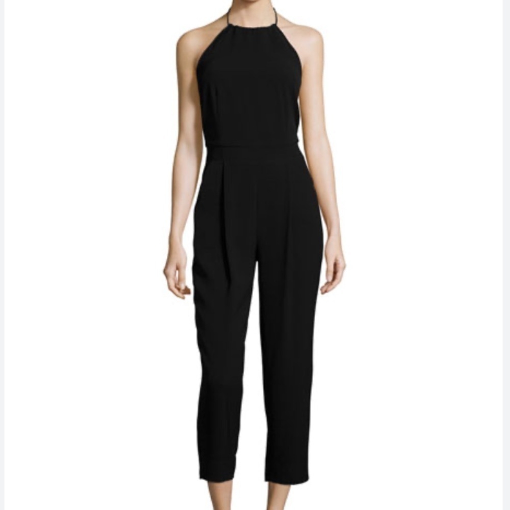 Elizabeth and James Jagger Halter-Neck Black Jumpsuit with Pockets Size 4 EUC